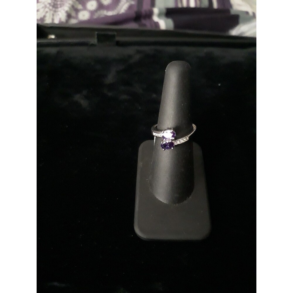 Sterling Silver amethyst & clear cz ring